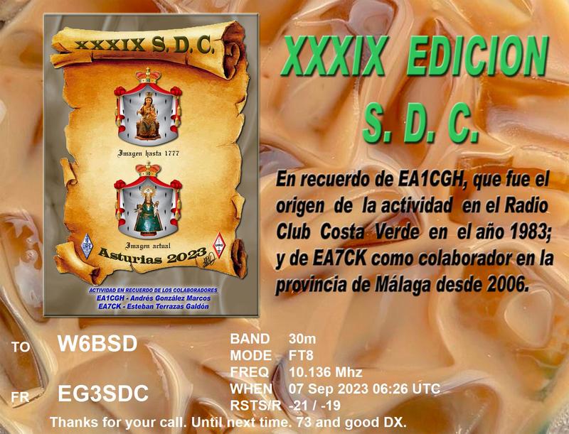QSL Card received by W6BSD: no_237