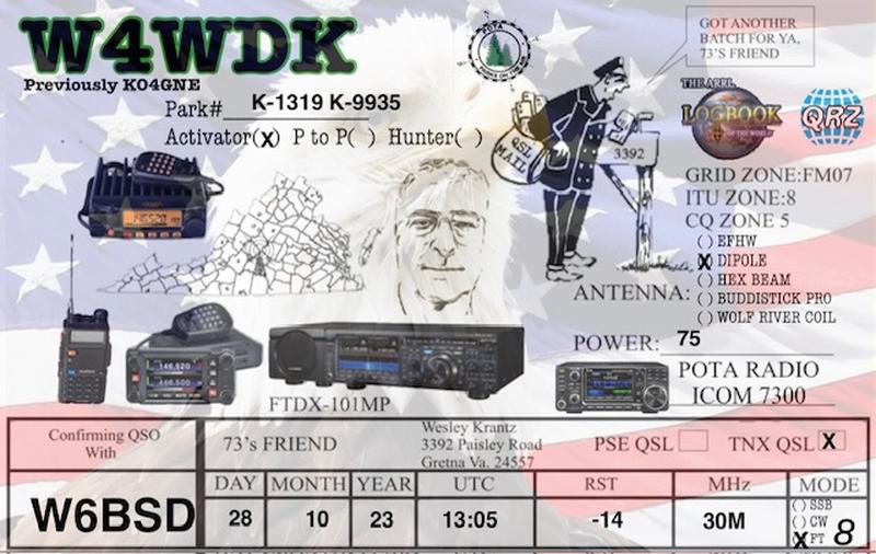 QSL Card received by W6BSD: no_236