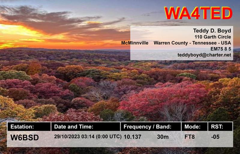 QSL Card received by W6BSD: no_235