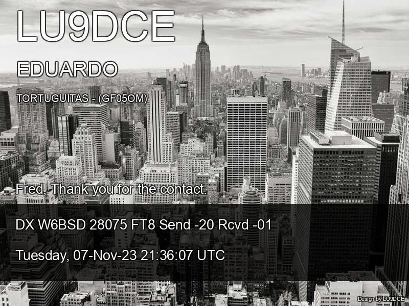 QSL Card received by W6BSD: no_228