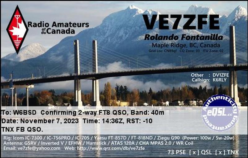 QSL Card received by W6BSD: no_227