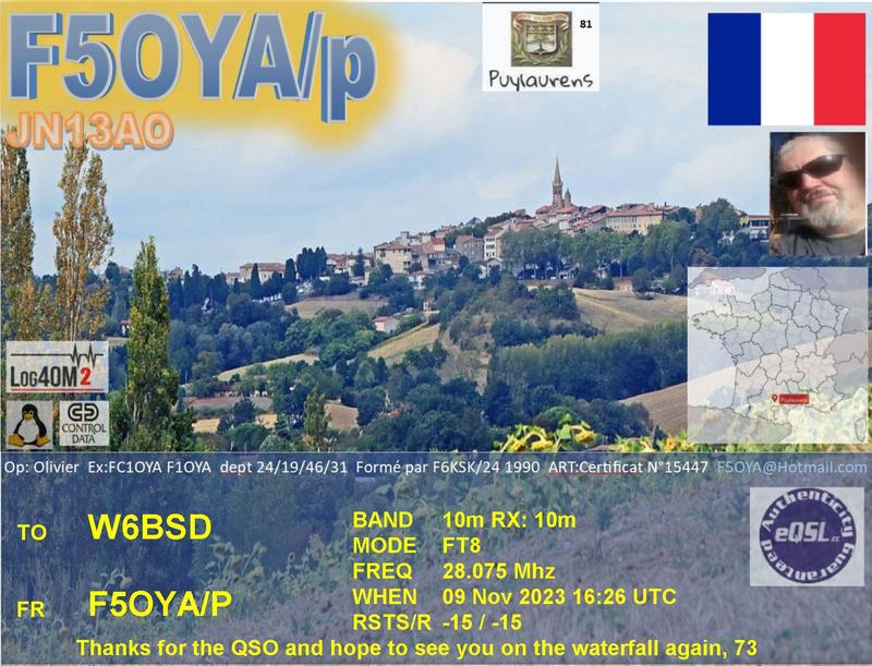 QSL Card received by W6BSD: no_223