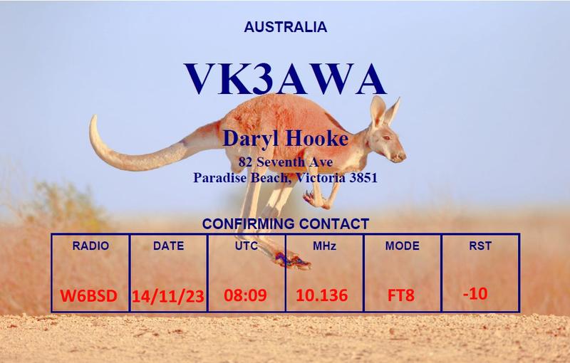QSL Card received by W6BSD: no_191