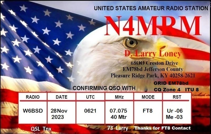 QSL Card received by W6BSD: no_181