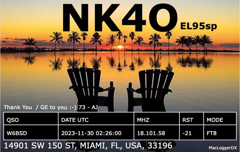 QSL Card received by W6BSD: no_173