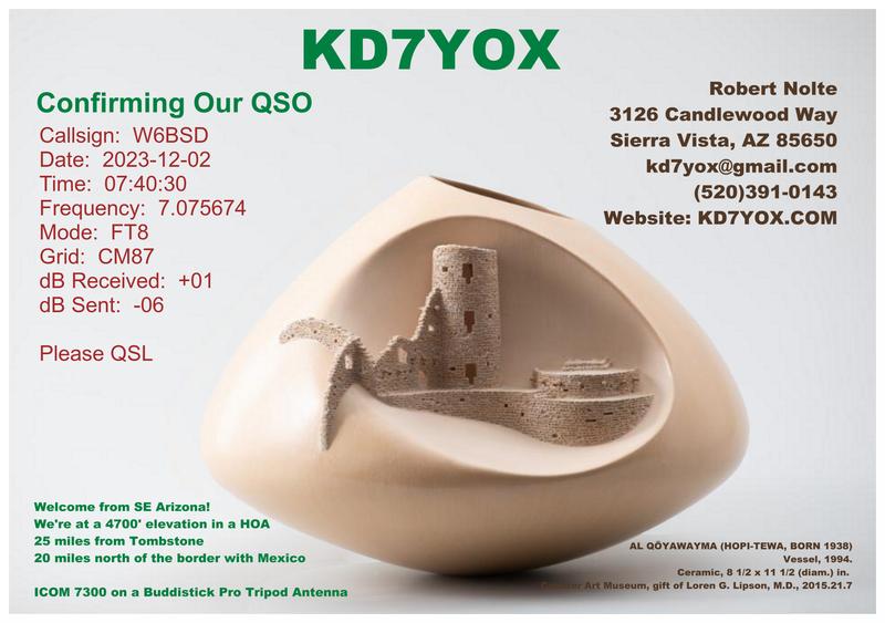 QSL Card received by W6BSD: no_169