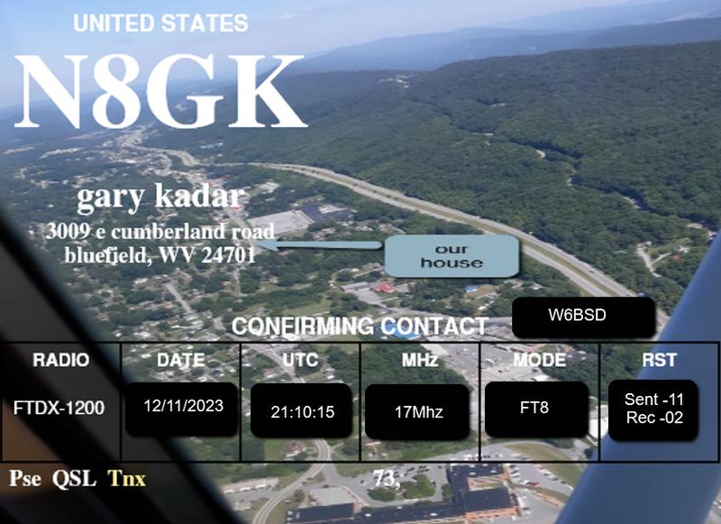 QSL Card received by W6BSD: no_153