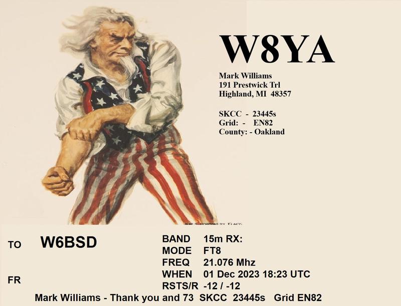 QSL Card received by W6BSD: no_149