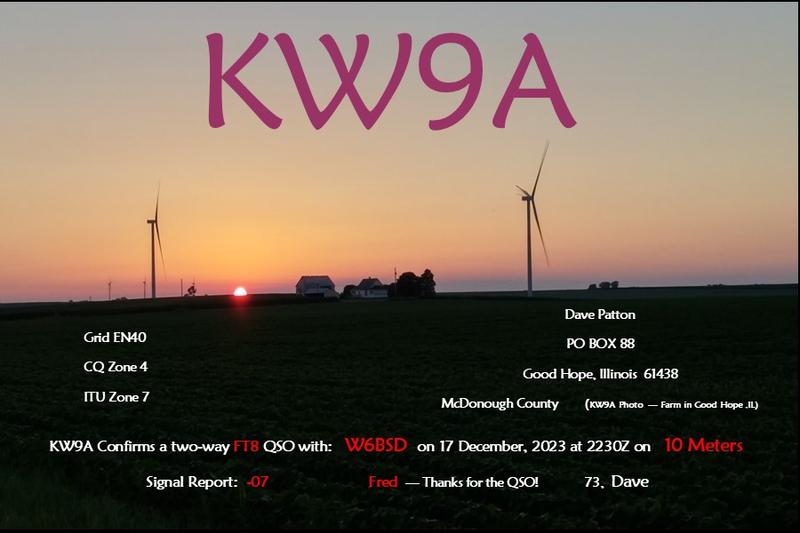 QSL Card received by W6BSD: no_145