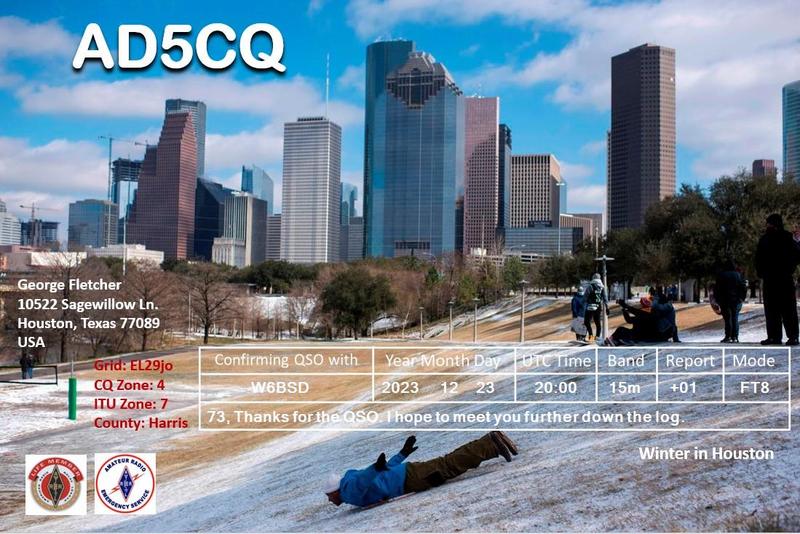 QSL Card received by W6BSD: no_134