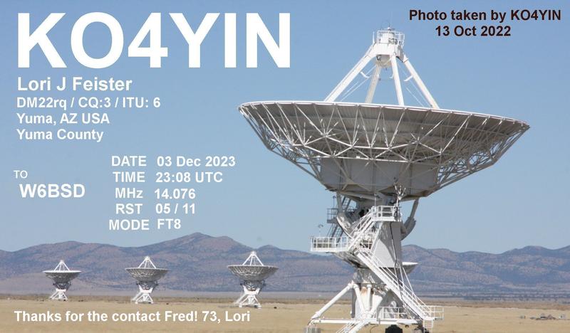 QSL Card received by W6BSD: no_110