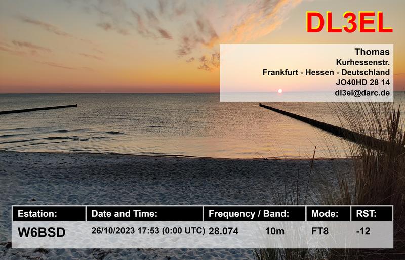 QSL Card received by W6BSD: no_106