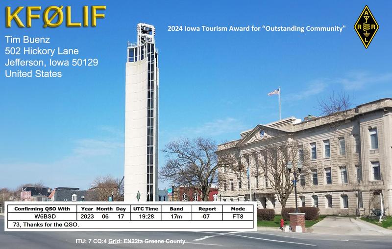 QSL Card received by W6BSD: no_102