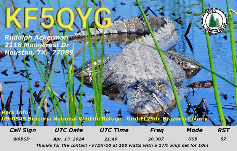 QSL Card received by W6BSD: no_99