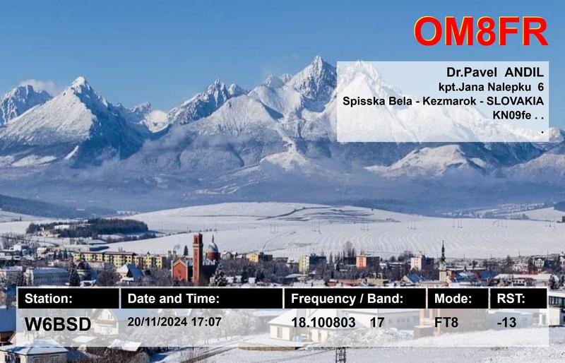 QSL Card received by W6BSD: no_79