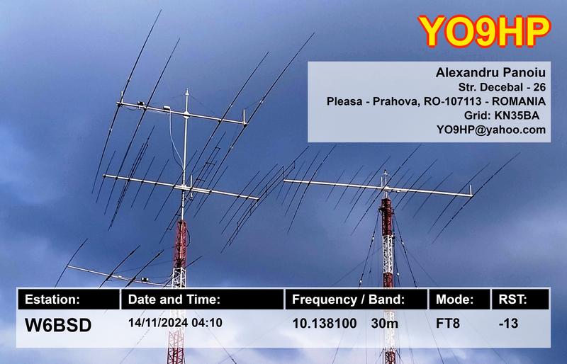 QSL Card received by W6BSD: no_74