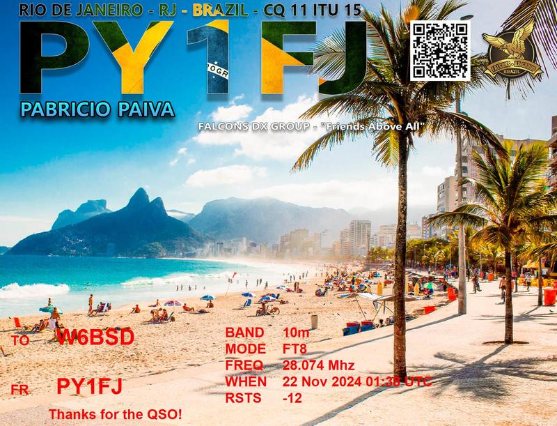 QSL Card received by W6BSD: no_73
